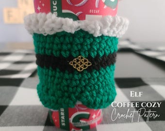 Christmas Elf Coffee Cozy Crochet Pattern (PDF Pattern)
