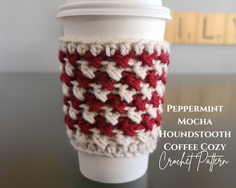 Crochet Coffee Cozy Pattern: Mother's Day Houndstooth (PDF Pattern)