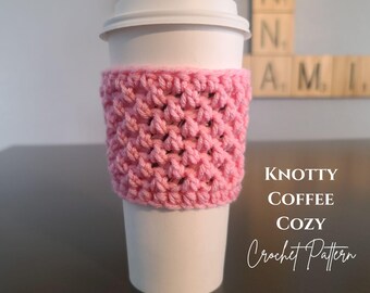Knotty Crochet Coffee Cozy Pattern for Easter: Beginner-Friendly Instant Download 2 PDF Patterns