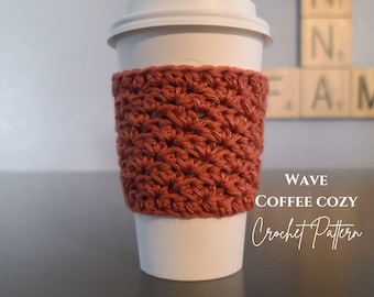 Crochet Wave Coffee Cozy: Beginner-Friendly Instant Download 2 Patterns