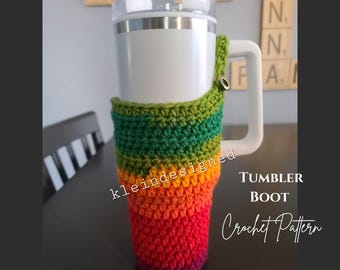 Crochet Tumbler Boot Pattern: 40 oz Cup Cozy (Printable Download)