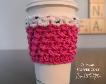 Crochet Pattern: Cupcake Coffee Cozy (2 PDF Downloads)