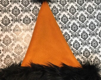 Orange and black Santa/ Christmas/ krampus/ xmas/ hexmas hat stocking
