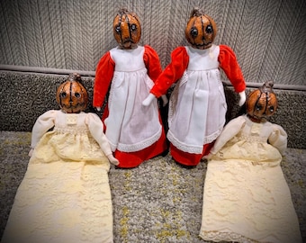 Small Pumpkin head  creepy haunted doll -  weird scary horror ooak halloween sculpted oddity curiosity