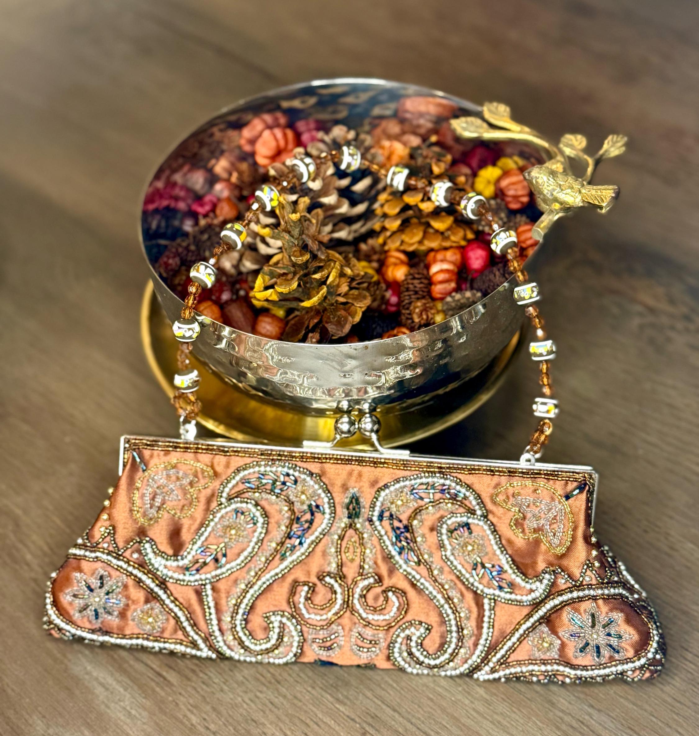 Copper Beaded Spiral Purse/Clutch