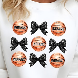 Indians Basketball Bling and Bows PNG: 2 Designs (Digital Download)
