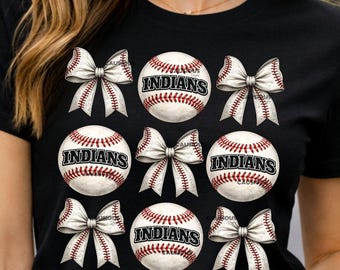 Indians Baseball Coquette PNG: Softball Vintage, Game Day Sublimation (DTF)