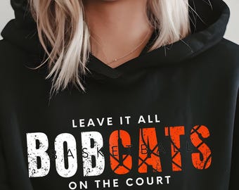 Bobcats Basketball PNG: Textured Design, 2 Downloads (DTF)