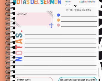 Notes de sermon en espagnol imprimables – téléchargement numérique