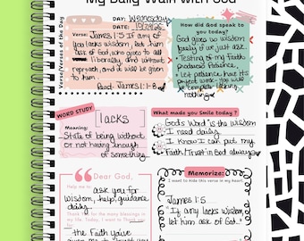 Printable Bible Study Guide – Daily Spiritual Meditation Journal (Digital Download)