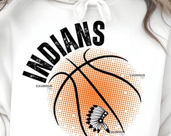 Indians Basketball Dots PNG: Indians Mascot (2 Color Instant Downloads)