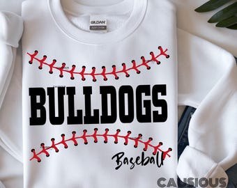 Bulldogs Baseball Stitch PNG: Bulldogs, Game Day, T-shirt, DTF, Sublimation