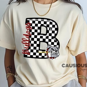B Bulldogs Checkered Mascot png,  6 Colors, Sparkle Checkered, Mascot, Bulldogs, College, School, Game Day png, Sport png, DTF, Sublimation