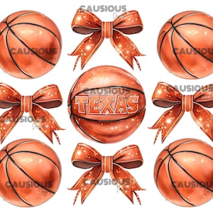Texas Basketball und Kokette Bögen Png, College Basketball, Texas, Basketball Png, Kokette Bogen, Spieltag, Sublimation, DTF, hohe Auflösung
