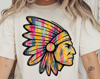 Indians Mascot Brush PNG Files: Indians Headdress (2 Instant Downloads)