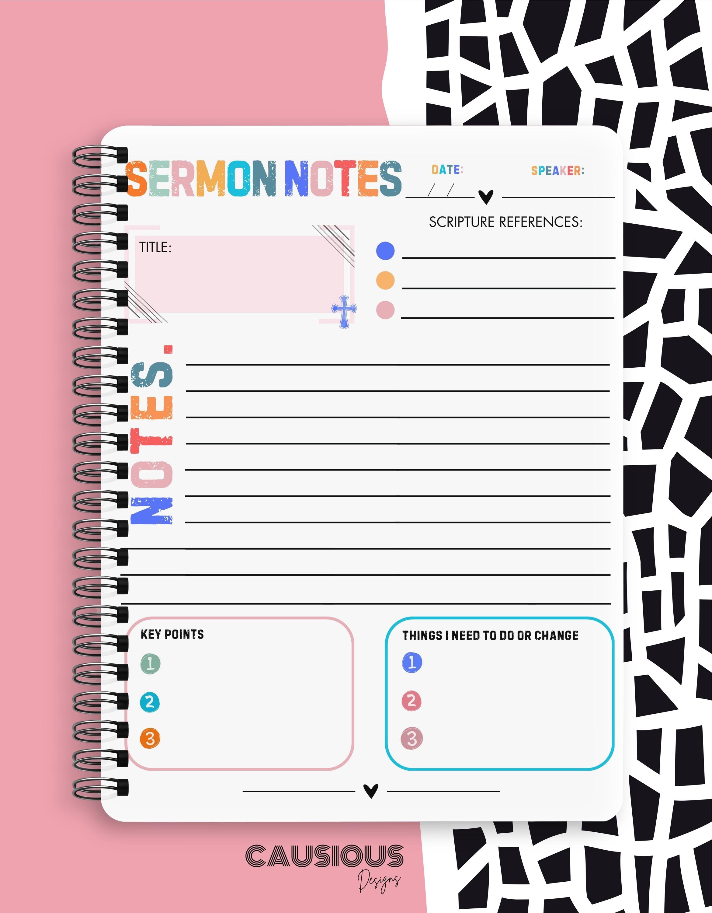 Printable Sermon Notes Template – Bible Study Guide (digital Download ...