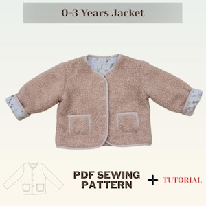 Baby Jacket Sewing Pattern, 0-3 years, photo sewing tutorial included, PDF instant download,Teddy Jacket | Easy Winter Jacket Sewing Pattern