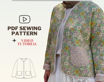 Quilted Jacket PDF | S-M-L | Easy to Sew | Video Guide Included | Teddy Jacket | Easy Winter Jacket Sewing Pattern