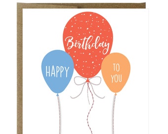 Happy Birthday to You Balloons Card with sewn paper