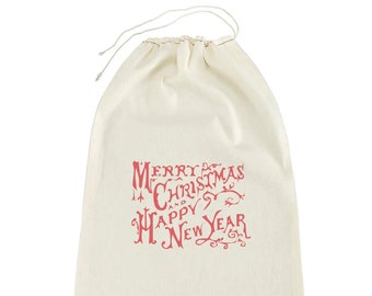 Merry Christmas and Happy New Year Muslin Cloth Gift Bag