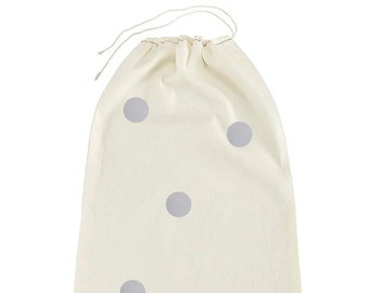 Silver Polka Dot Muslin Cloth Gift Bag