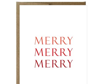 Merry Merry Merry Holiday Greeting Card