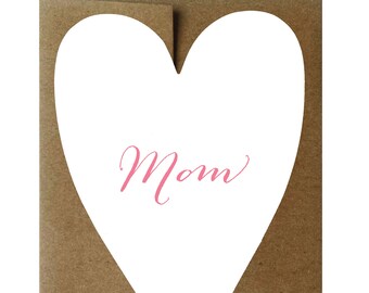 Mom Heart Shaped Letterpress Greeting Card