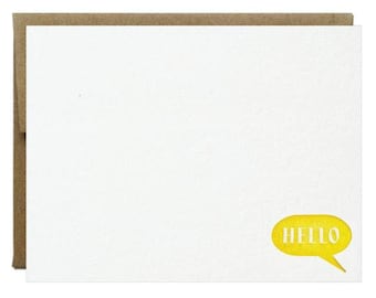 Hello Bubble Yellow Letterpress Stationery - 5 Pack