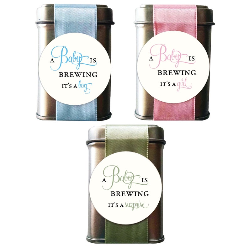 A Baby is Brewing Shower Gift Favors Sets of 5 Choose Pink for Girl, Blue for Boy or Green image 1
