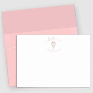 Personalized Stationery | Ice Cream Note Cards Set of 10 | Custom Stationery with Name | Notecard for Girl