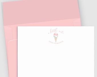 Ice Cream Girl Stationery | Personalized Note Cards Set of 10