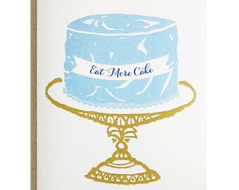 Eat More Cake Greeting Card | Happy Birthday, Wedding Celebration, Vintage and Chic