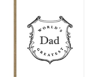 World's Greatest Dad Crest Letterpress Greeting Card