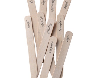 Herb Garden Markers | Set of 10 Wooden Stakes | Letterpress Printed