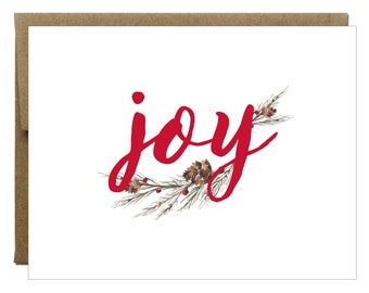Joy Pinecone Branch Christmas Cards - 8 pack
