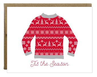 Christmas Sweater Tis the Season Holiday Greeting Card