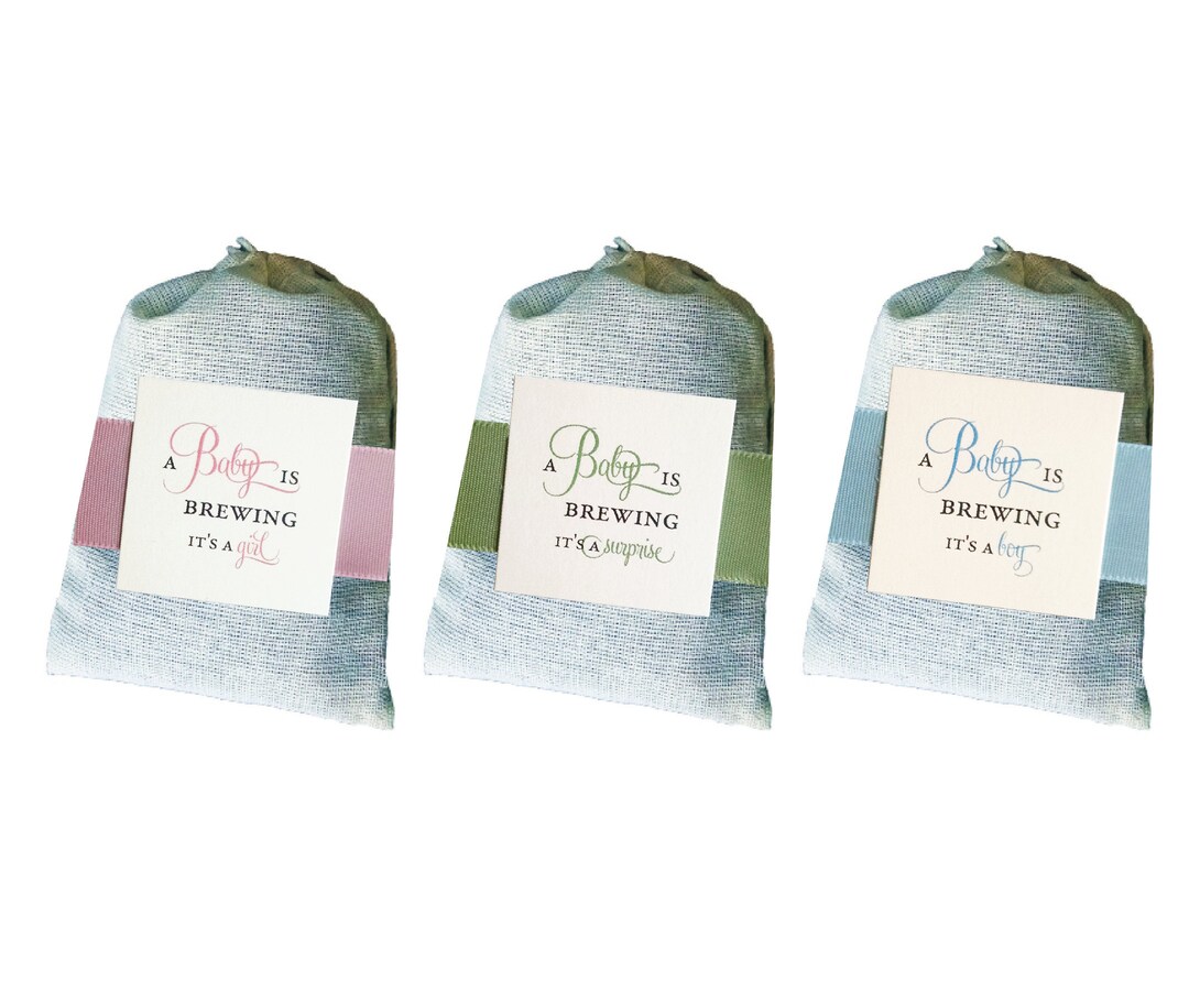 A Baby is Brewing Tea Bag Baby Shower Favor Sets of 5 Choose Pink for