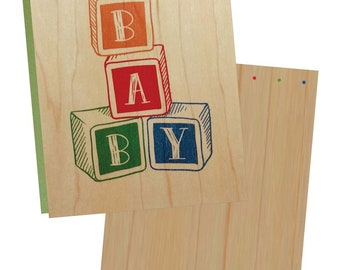 Baby Block Wood Veneer Card