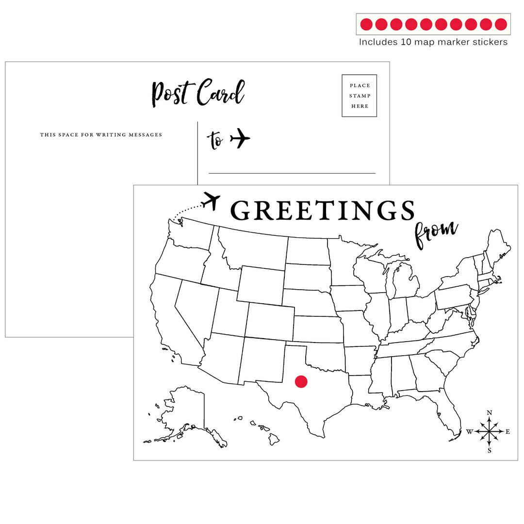 MAPPON REED ゆりえ2本セット Greetings From Mark the Map Postcards - Pack of 10 - Etsy