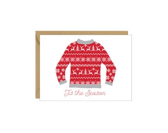 Enclosure Card - Christmas Sweater Tis the Season Holiday - 4 pack