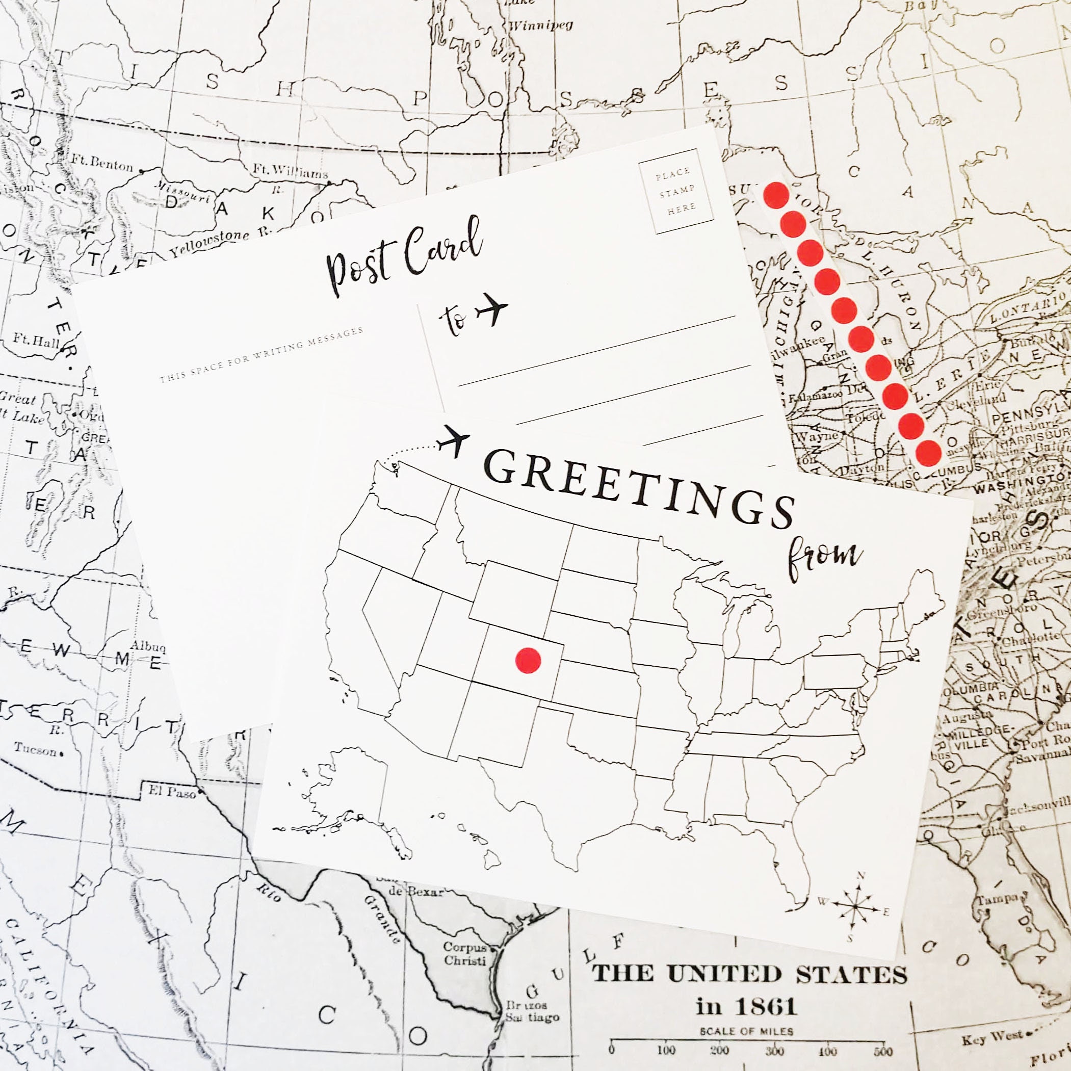 Greetings From Mark the Map Postcards - Pack of 10 - Etsy