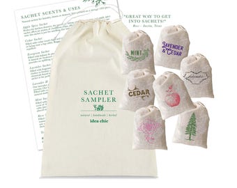 Sachet Sampler Gift Set: 7 Invigorating Scents for Home Refreshing or Thoughtful Gifting