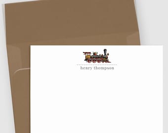 Personalized Stationery for Boys Set of 10 | Train Stationery | Custom Stationery with Name | Custom Notecard Gift