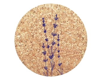 Lavender Cork Coasters - Pack of 4