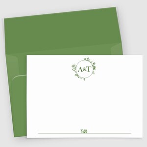 Botanisch bloemenmonogram briefpapier | Gepersonaliseerde notitiekaarten set van 10 | Aangepast briefpapier met naam | Notitiekaart cadeau