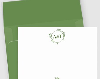 Botanical Monogram Note Card Set: Personalized Stationery Gift