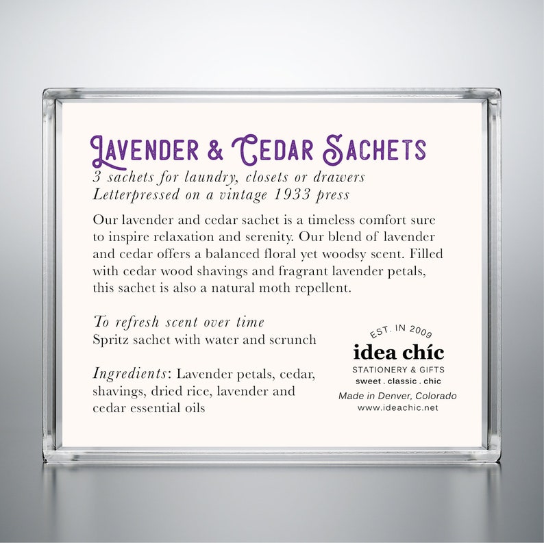 Lavender & Cedar Sachet 3 Pack for Closet, Garment Bag or Drawer image 3