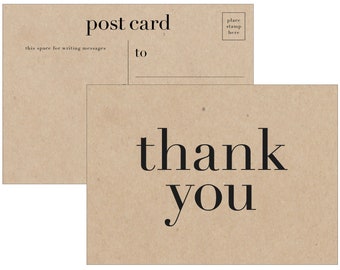 Kraft Thank You Postcards: Modern Serif Design, Set of 10