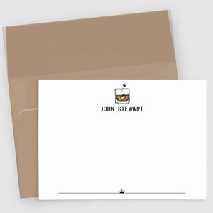 Papelería Rocks Glass para hombre / Juego de 10 tarjetas de notas personalizadas / Papelería personalizada con nombre / Tarjeta de notas y sobre