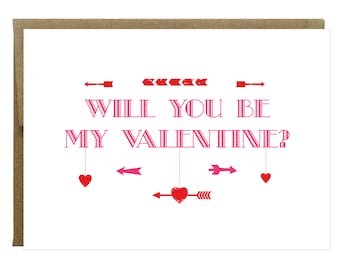 Will you be my Valentine Heart and Arrow Greeting Card